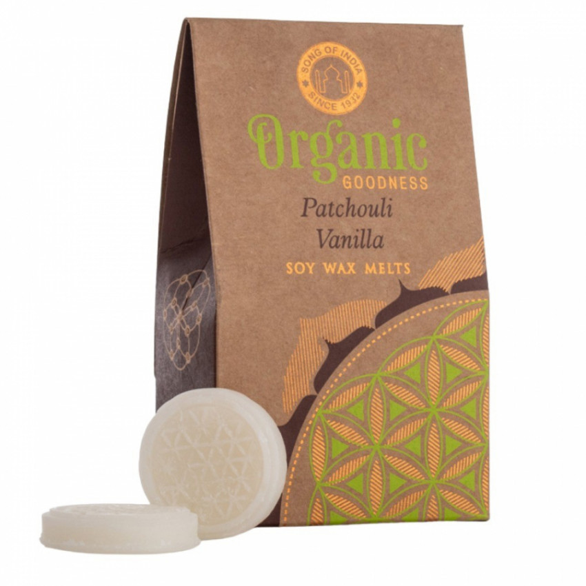 Organický vonný vosk v minciach Patchouli & Vanilla – detail balení